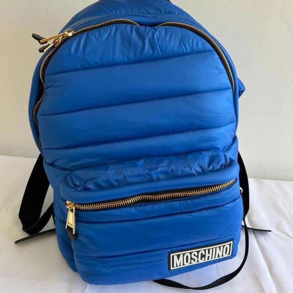 AW20 Moschino Couture Jeremy Scott OVERSIZED Blue Backpack with Attached Hoodie main image 10
